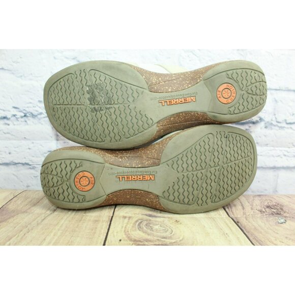 Merrell Sundial Cream Leather Slip On Comfort Casual Wedge Sandals Size 10 - Picture 9 of 9